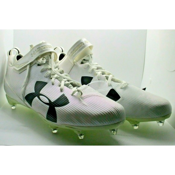UNDER ARMOUR UA Mens Football Cleats Size 16 White with Black - Picture 1 of 8